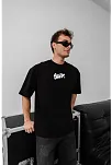 Erkek Baskılı Oversize T-shirt - Siyah