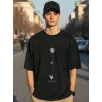 Erkek Baskılı Oversize T-shirt - Siyah