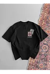 Erkek Baskılı Oversize T-shirt - Siyah