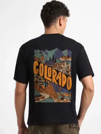 Erkek Baskılı Oversize T-shirt - Siyah