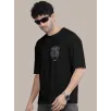 Erkek Baskılı Oversize T-shirt - Siyah