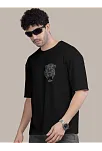 Erkek Baskılı Oversize T-shirt - Siyah