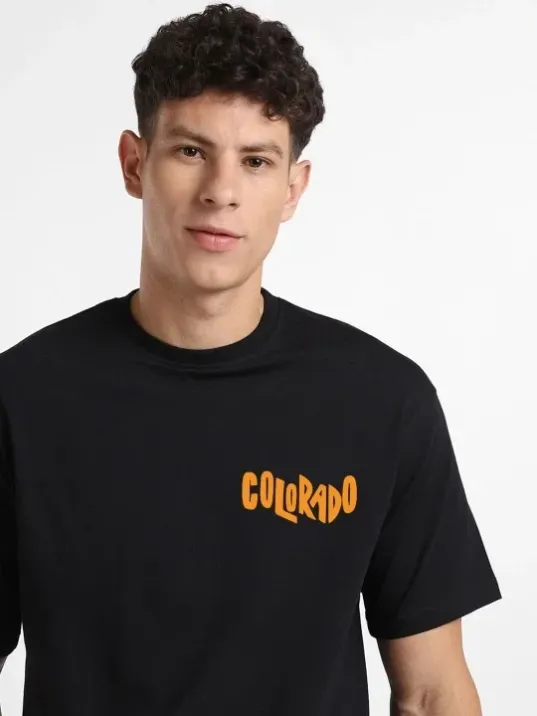 Erkek Baskılı Oversize T-shirt - Siyah Erkek Baskılı Oversize T-shirt - Siyah