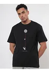 Erkek Baskılı Oversize T-shirt - Siyah