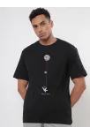Erkek Baskılı Oversize T-shirt - Siyah