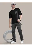 Erkek Baskılı Oversize T-shirt - Siyah
