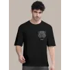 Erkek Baskılı Oversize T-shirt - Siyah