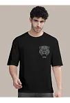 Erkek Baskılı Oversize T-shirt - Siyah