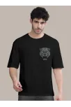 Erkek Baskılı Oversize T-shirt - Siyah