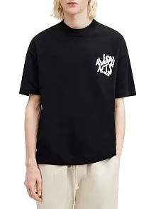 Erkek Baskılı Oversize T-shirt - Siyah