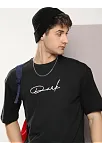 Erkek Baskılı Oversize T-shirt - Siyah
