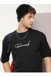 Erkek Baskılı Oversize T-shirt - Siyah