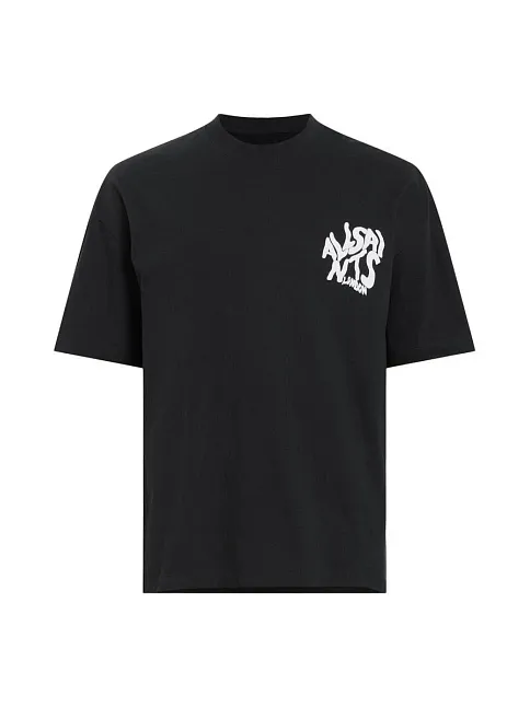 Erkek Baskılı Oversize T-shirt - Siyah