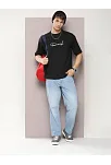 Erkek Baskılı Oversize T-shirt - Siyah