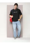 Erkek Baskılı Oversize T-shirt - Siyah