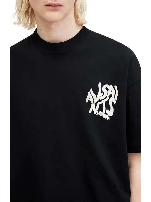 Erkek Baskılı Oversize T-shirt - Siyah