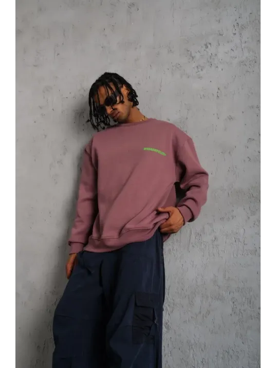 Erkek Baskılı Sweat - Gül Kurusu