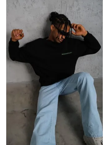 Erkek Baskılı Sweat - Siyah