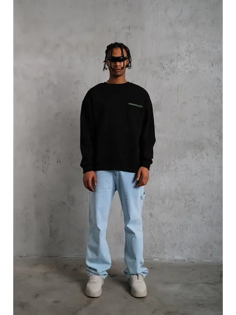 Erkek Baskılı Sweat - Siyah