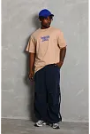 Erkek Baskılı Tişort Kısa Kol Bisiklet Yaka Ovarsize T-shirt -  Bej