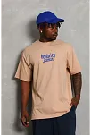 Erkek Baskılı Tişort Kısa Kol Bisiklet Yaka Ovarsize T-shirt -  Bej