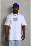 Erkek Baskılı Tişort Kısa Kol Bisiklet Yaka Ovarsize T-shirt -  Beyaz