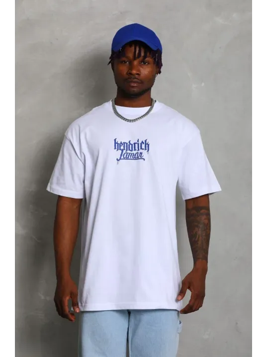 Unisex Oversize Baskılı Bisiklet Yaka T-Shirt - Beyaz Unisex Oversize Baskılı Bisiklet Yaka T-Shirt - Beyaz