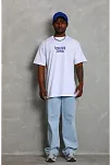 Erkek Baskılı Tişort Kısa Kol Bisiklet Yaka Ovarsize T-shirt -  Beyaz