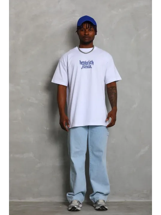 Unisex Oversize Baskılı Bisiklet Yaka T-Shirt - Beyaz Unisex Oversize Baskılı Bisiklet Yaka T-Shirt - Beyaz