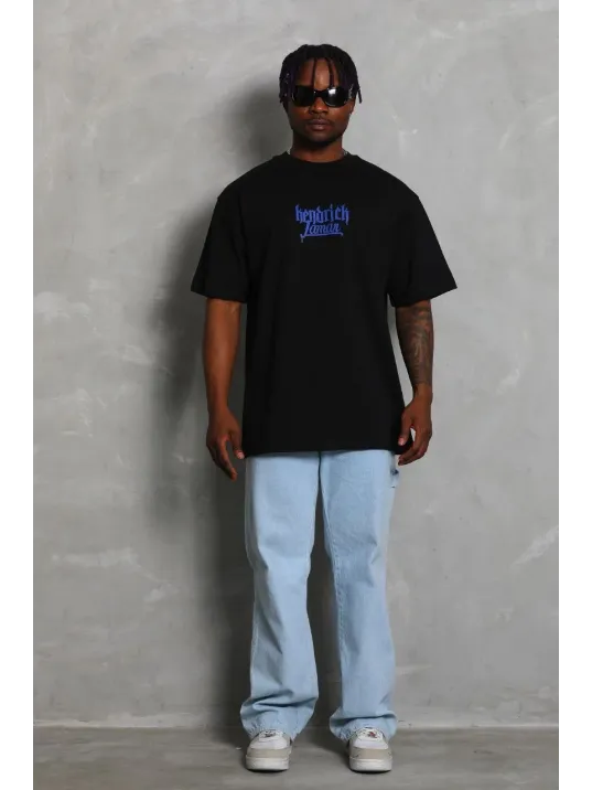 Unisex Oversize Baskılı Bisiklet Yaka T-Shirt - Siyah Unisex Oversize Baskılı Bisiklet Yaka T-Shirt - Siyah