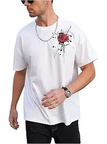 Erkek Bisiklet Yaka Kısa Kol Baskılı T-shirt - Beyaz
