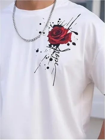 Erkek Bisiklet Yaka Kısa Kol Baskılı T-shirt - Beyaz Erkek Bisiklet Yaka Kısa Kol Baskılı T-shirt - Beyaz