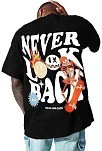 Erkek Bisiklet Yaka Kısa Kol Baskılı T-shirt - Siyah