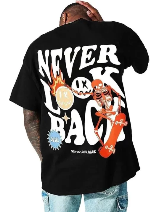 Erkek Bisiklet Yaka Kısa Kol Baskılı T-shirt - Siyah Erkek Bisiklet Yaka Kısa Kol Baskılı T-shirt - Siyah