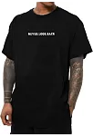 Erkek Bisiklet Yaka Kısa Kol Baskılı T-shirt - Siyah