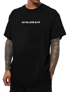 Erkek Bisiklet Yaka Kısa Kol Baskılı T-shirt - Siyah