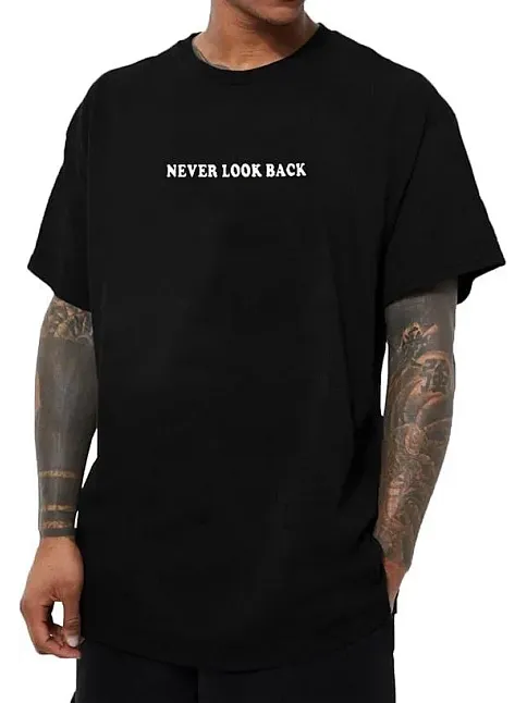 Erkek Bisiklet Yaka Kısa Kol Baskılı T-shirt - Siyah