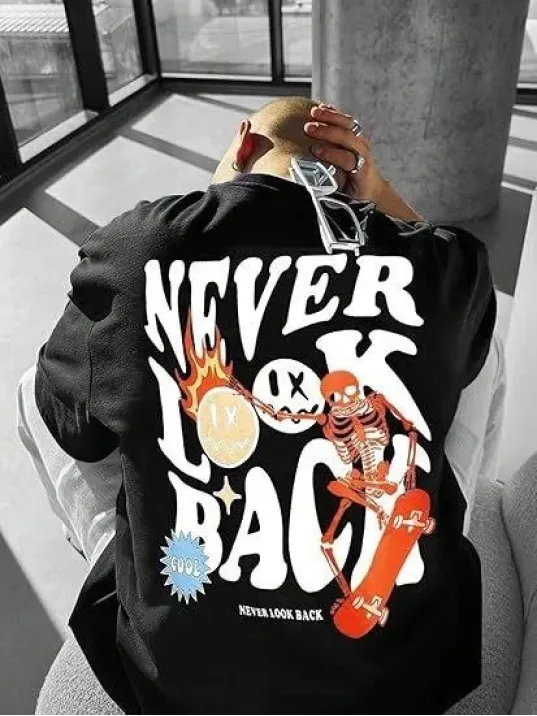 Erkek Bisiklet Yaka Kısa Kol Baskılı T-shirt - Siyah Erkek Bisiklet Yaka Kısa Kol Baskılı T-shirt - Siyah