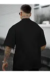 Erkek Bisiklet Yaka Kısa Kol Baskılı T-shirt - Siyah