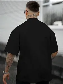 Erkek Bisiklet Yaka Kısa Kol Baskılı T-shirt - Siyah