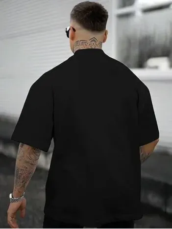 Erkek Bisiklet Yaka Kısa Kol Baskılı T-shirt - Siyah Erkek Bisiklet Yaka Kısa Kol Baskılı T-shirt - Siyah