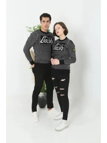 Erkek Bisiklet Yaka Yün Örmeli Triko Kazak - Siyah Erkek Bisiklet Yaka Yün Örmeli Triko Kazak - Siyah