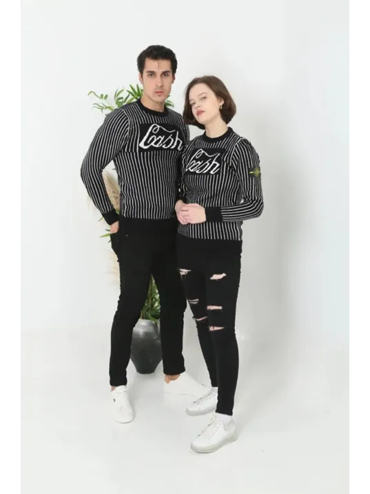 Erkek Bisiklet Yaka Yün Örmeli Triko Kazak - Siyah Erkek Bisiklet Yaka Yün Örmeli Triko Kazak - Siyah