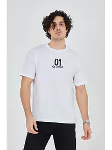 Erkek Baskılı T-shirt Kısa Kol Bisiklet Yaka Regular Fit Rahat Kalıp Günlük Tişört - Beyaz