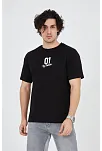 Erkek Baskılı T-shirt Kısa Kol Bisiklet Yaka Regular Fit Rahat Kalıp Günlük Tişört - Siyah