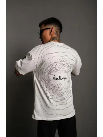 Erkek Bisiklet Yakalı Sırt Baskılı Oversize T-Shirt - Beyaz Erkek Bisiklet Yakalı Sırt Baskılı Oversize T-Shirt - Beyaz