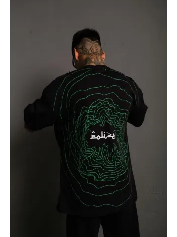 Erkek Bisiklet Yakalı Sırt Baskılı Oversize T-Shirt - Siyah Erkek Bisiklet Yakalı Sırt Baskılı Oversize T-Shirt - Siyah