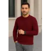 Erkek Bisiklet Yuvarlak Yaka Triko Kazak Pamuklu Kalın Fitilli Dokuma, Regular Fit Uzun Kollu Kışlık Model - Bordo Erkek Bisiklet Yuvarlak Yaka Triko Kazak Pamuklu Kalın Fitilli Dokuma, Regular Fit Uzun Kollu Kışlık Model - Bordo