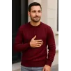 Erkek Bisiklet Yuvarlak Yaka Triko Kazak Pamuklu Kalın Fitilli Dokuma, Regular Fit Uzun Kollu Kışlık Model - Bordo Erkek Bisiklet Yuvarlak Yaka Triko Kazak Pamuklu Kalın Fitilli Dokuma, Regular Fit Uzun Kollu Kışlık Model - Bordo