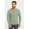 Erkek Bisiklet Yuvarlak Yaka Triko Kazak Pamuklu Kalın Fitilli Dokuma, Regular Fit Uzun Kollu Kışlık Model - Mint Yeşili Erkek Bisiklet Yuvarlak Yaka Triko Kazak Pamuklu Kalın Fitilli Dokuma, Regular Fit Uzun Kollu Kışlık Model - Mint Yeşili